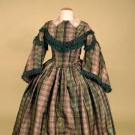SILK TAFFETA PLAID DAY DRESS, c. 1854
