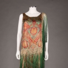 PRINTED &amp; FRINGED LAME BROCADE EVENING DRESS, MID 1920s