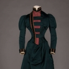 DARK TEAL SILK AFTERNOON DRESS, 1890s