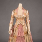 SILK BROCADE &amp; PINK FAILLE TRAINED GOWN, 1880s