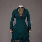 TEAL WOOL VISITING DRESS, c. 1880