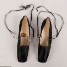 BLACK SILK SATIN SLIPPERS, FRANCE, 1830s