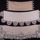THREE LINEN INTERIOR DECORATIVE PANEL, 1890-1910