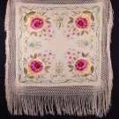 CREAM SILK CHINESE EXPORT SHAWL, CHINA, 1930s