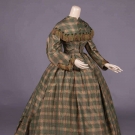 YOUNG LADIES PLAID SILK TAFFETA DAY DRESS, c. 1860