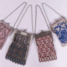 THREE WHITING &amp; DAVIS PAINTED ARMOR MESH BAGS, AMERICA, 1920-1930s