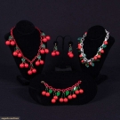 CELLULOID CHERRY DEMI PARURE, EARLY-MID 20TH C