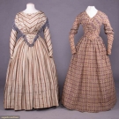 TWO BROWN DAY DRESSES, EARLY 1840s
