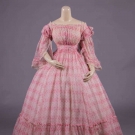 PRINTED COTTON DAY DRESS, c. 1855