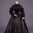 BLACK SILK GAUZE GOWN, c. 1866