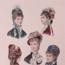 TWELVE ASSORTED MILLINERY &amp; ACCESSORY PLATES, FRANCE, 1870- EARLY 1880s