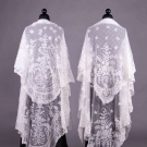TWO WHITE CHANTILLY LACE SHAWLS, 1850s