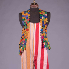 PARTI-COLORED DENIM OVERALLS &amp; VEST, 1920-1930s