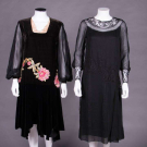TWO BLACK BISHOP SLEEVED DRESSES, 1920s