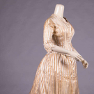 SATIN &amp; RIBBED SILK STRIPED GOWN, LATE 1870s