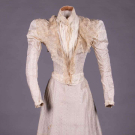 IVORY PATTERNED SILK DAY DRESS, EARLY 1890s