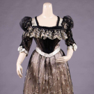 SILK SATIN &amp; EMBROIDERED NET EVENING GOWN, 1900s