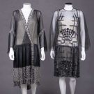 TWO BEADED OR SEQUINED EVENING DRESSES, MID 1920s