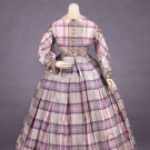 PLAID SILK TAFFETA DAY DRESS, c. 1860