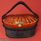 CARNIVAL GLASS &amp; BAKELITE PURSE, 1930s