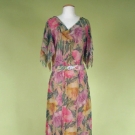 HIBISCUS PRINT CHIFFON GOWN, 1930s