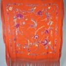 EMBROIDERED VERMILLION EXPORT SHAWL, c. 1900