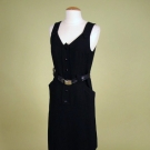 COURREGES BLACK WOOL DAY DRESS, LATE 1960s