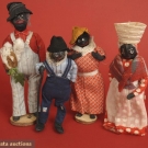 2 PAIR PAINTED NEGRO DOLLS, EARLY-MID 20th C