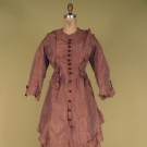 PINSTRIPED SILK AFTERNOON DRESS, c. 1870