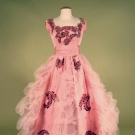 JEWELED PINK DEBUTANTE GOWN &amp; TRAIN, 1962