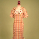 PLAID SEERSUCKER LONG DRESS, EARLY 1930s