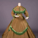 THREE PIECE SILK TAFFETA DAY DRESS, c. 1868