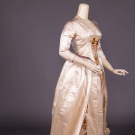 18TH C REVIVAL SATIN &amp; CISELE VELVET GOWN, c. 1880