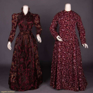 FLORAL PRINTED DAY DRESS &amp; WRAPPER, 1880-EARLY 1890s