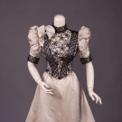 BONE SILK SATIN EVENING GOWN, c. 1893