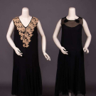 TWO BLACK SILK MOURNING CREPE DRESSES, 1920s