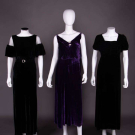 THREE SILK VELVET PARTY DRESSES, 1930-1940s