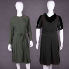 TWO GREEN CREPE AFTERNOON DRESS, EARLY 1930s-MID 1940s