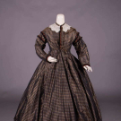 STRIPED SILK TAFFETA DAY DRESS, 1850s