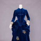 SAPPHIRE BLUE VELVET VISITING DRESS, c. 1883