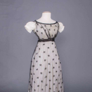 LACE RUN EMBROIDERED NET OVERDRESS, c. 1820