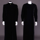TWO BLACK SILK VELVET EVENING COATS, AMERICA, LATE 1930s