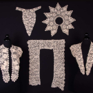 FOUR CROCHET COLLARS &amp; ONE DICKIE, EARLY 20TH C