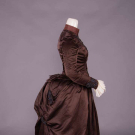 BROWN SILK SATIN DAY DRESS, 1880s