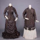 SILK TAFFETA &amp; DAMASK VISITING GOWN, c. 1879
