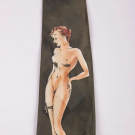HAND PAINTED NUDE PINUP TIE, 1940s