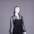 HOODED BLACK LACE EVENING DRESS, 1940s