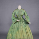 CHANGEANTE SILK DAY DRESS, c. 1846