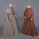 TWO PRINTED WOOL OR COTTON WRAPPERS, 1860s