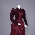 MAROON SILK VELVET &amp; SATIN DINNER DRESS, c. 1892